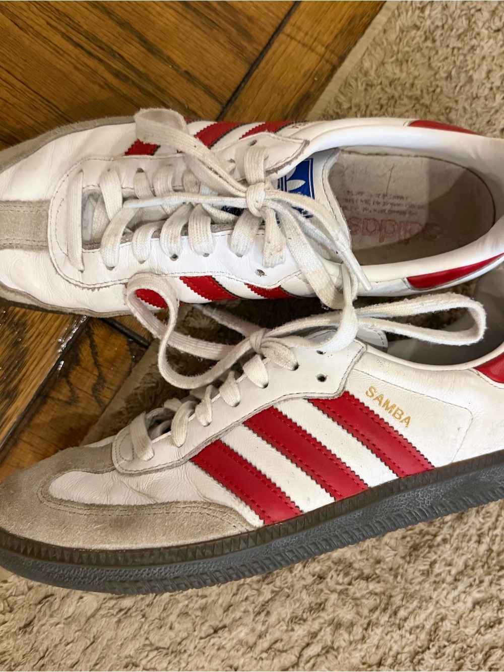 adidas Samba White & Red Leather Sneakers 7.5 men’s